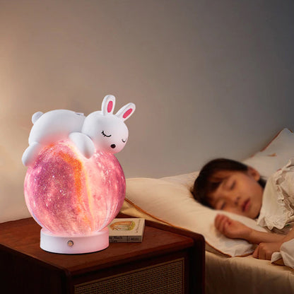 Contemporary Creative Rechargeable Iron Resin PLA Ball Moon Planet Bear Panda Rabbit LED Table Lamp Night Light For Bedside