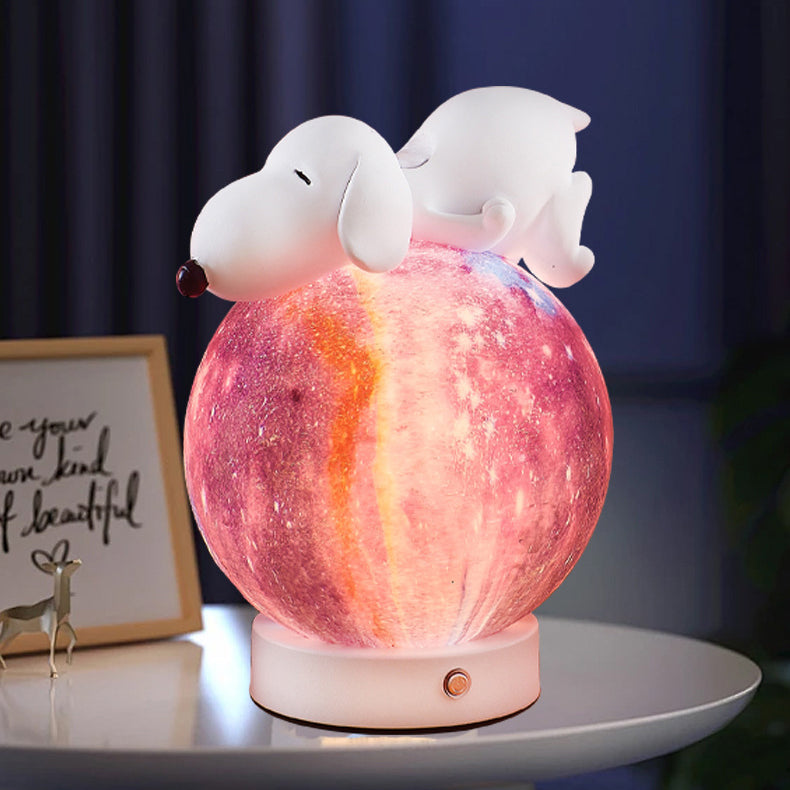 Contemporary Creative Rechargeable Iron Resin PLA Ball Moon Planet Bear Panda Rabbit LED Table Lamp Night Light For Bedside