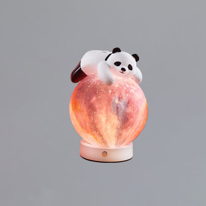 Contemporary Creative Rechargeable Iron Resin PLA Ball Moon Planet Bear Panda Rabbit LED Table Lamp Night Light For Bedside