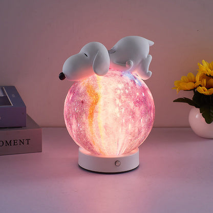 Contemporary Creative Rechargeable Iron Resin PLA Ball Moon Planet Bear Panda Rabbit LED Table Lamp Night Light For Bedside