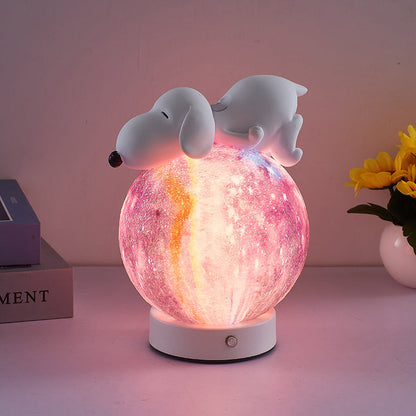 Contemporary Creative Rechargeable Iron Resin PLA Ball Moon Planet Bear Panda Rabbit LED Table Lamp Night Light For Bedside