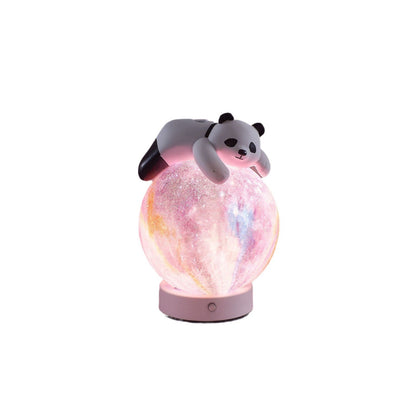 Contemporary Creative Rechargeable Iron Resin PLA Ball Moon Planet Bear Panda Rabbit LED Table Lamp Night Light For Bedside