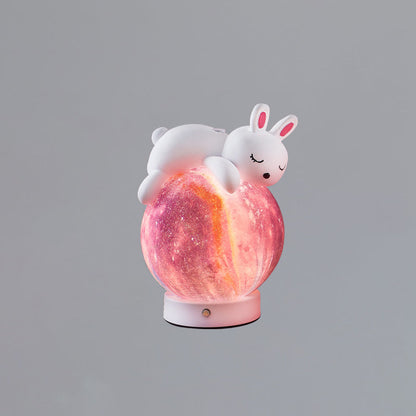 Contemporary Creative Rechargeable Iron Resin PLA Ball Moon Planet Bear Panda Rabbit LED Table Lamp Night Light For Bedside