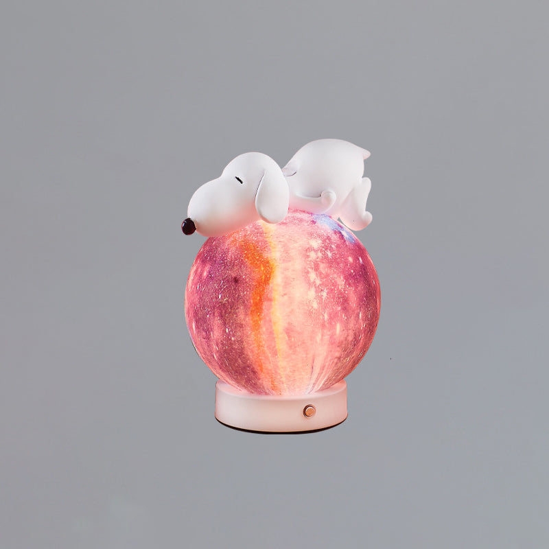 Contemporary Creative Rechargeable Iron Resin PLA Ball Moon Planet Bear Panda Rabbit LED Table Lamp Night Light For Bedside