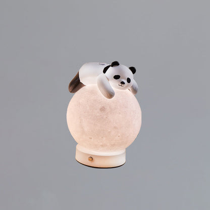Contemporary Creative Rechargeable Iron Resin PLA Ball Moon Planet Bear Panda Rabbit LED Table Lamp Night Light For Bedside