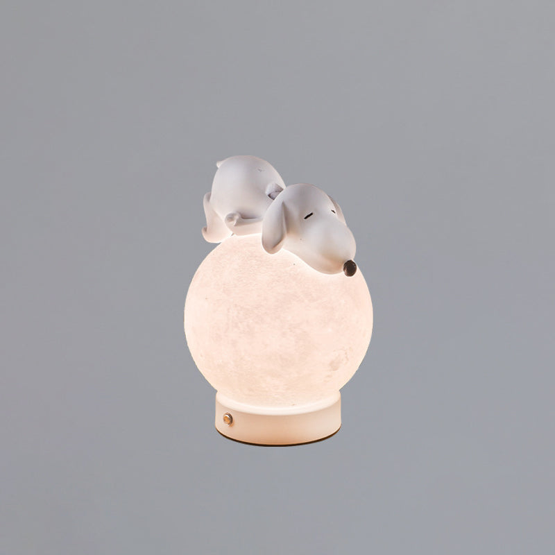 Contemporary Creative Rechargeable Iron Resin PLA Ball Moon Planet Bear Panda Rabbit LED Table Lamp Night Light For Bedside