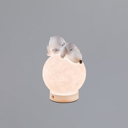 Contemporary Creative Rechargeable Iron Resin PLA Ball Moon Planet Bear Panda Rabbit LED Table Lamp Night Light For Bedside