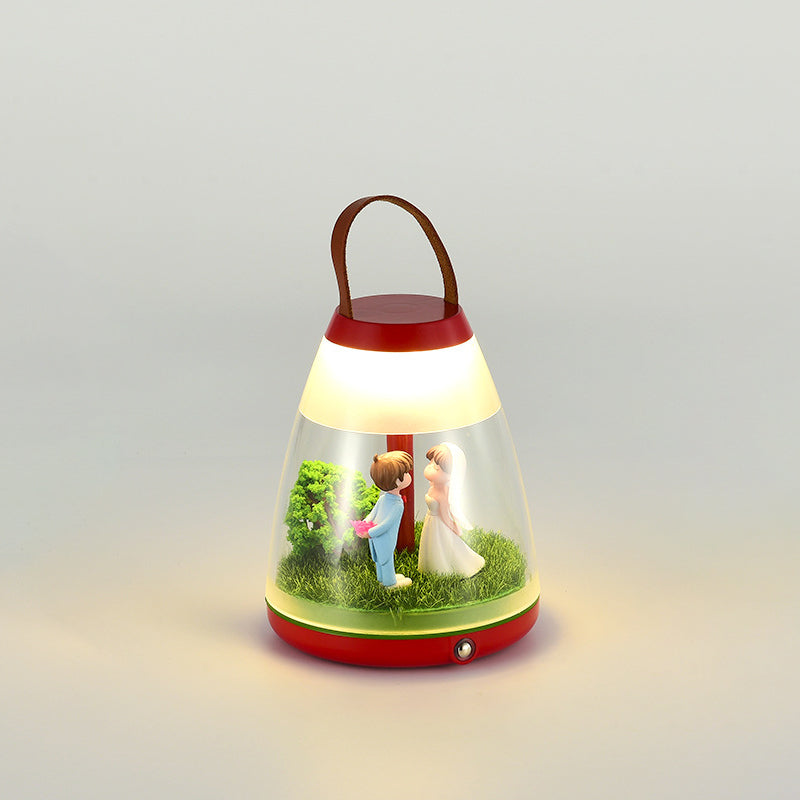 Contemporary Creative Rechargeable ABS Acrylic Cylinder Animal Wedding Portable LED Table Lamp Night Light For Dining Room