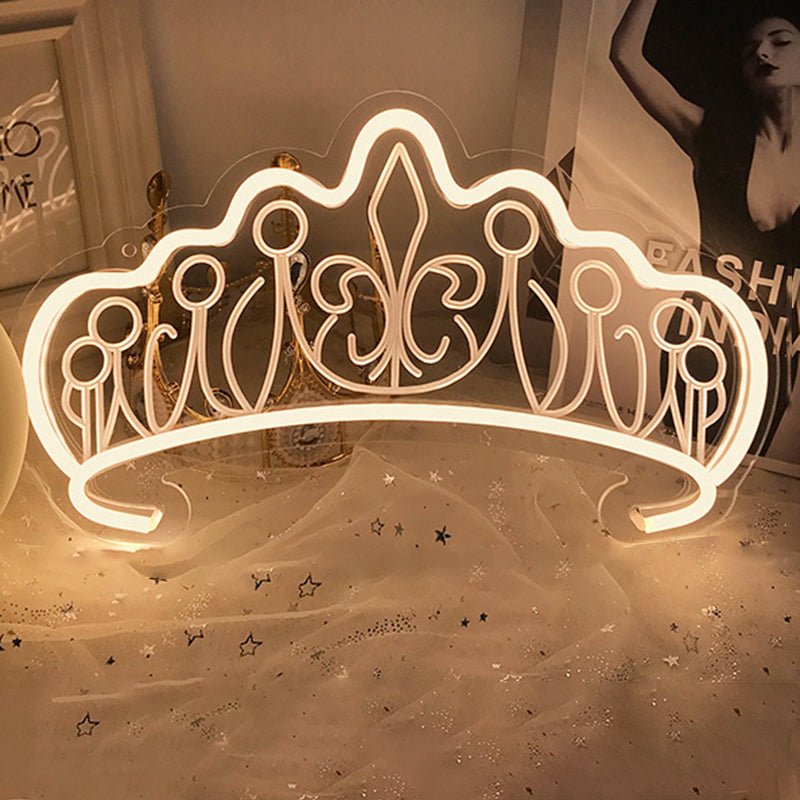 Modern Art Deco Silica Acrylic Crown LED Table Lamp Neon Lighting For Bedroom