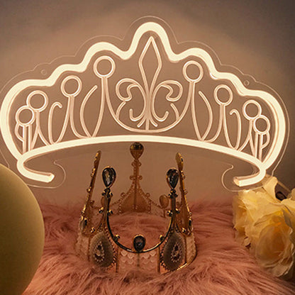 Modern Art Deco Silica Acrylic Crown LED Table Lamp Neon Lighting For Bedroom