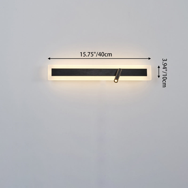 Modern Minimalist Aluminum Acrylic Rectangular Rotatable Spotlight LED Wall Sconce Lamp For Bedside