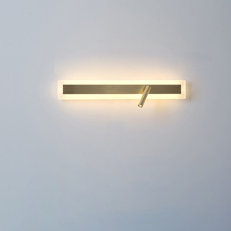 Modern Minimalist Aluminum Acrylic Rectangular Rotatable Spotlight LED Wall Sconce Lamp For Bedside