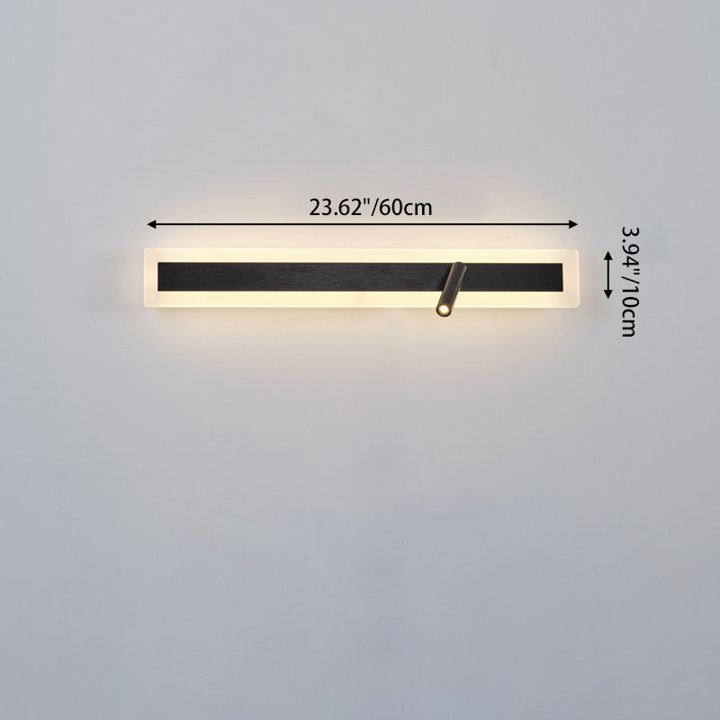 Modern Minimalist Aluminum Acrylic Rectangular Rotatable Spotlight LED Wall Sconce Lamp For Bedside
