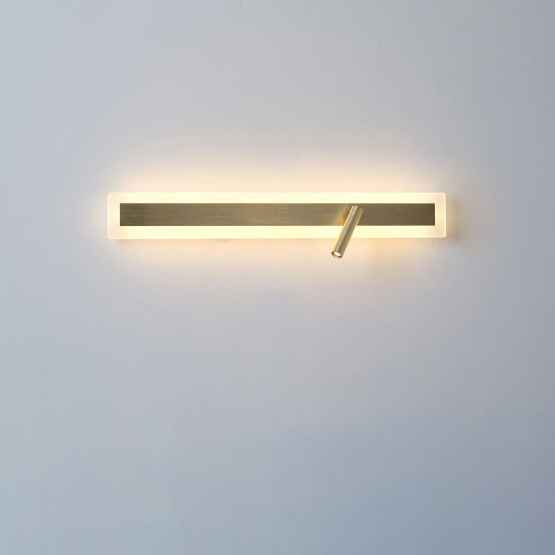 Modern Minimalist Aluminum Acrylic Rectangular Rotatable Spotlight LED Wall Sconce Lamp For Bedside