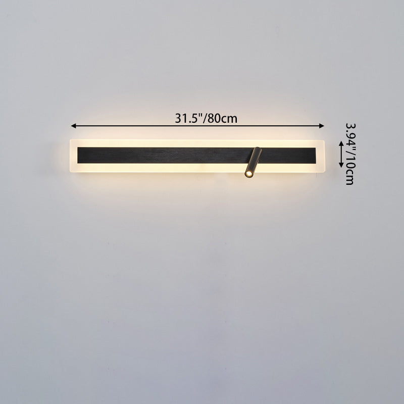 Modern Minimalist Aluminum Acrylic Rectangular Rotatable Spotlight LED Wall Sconce Lamp For Bedside