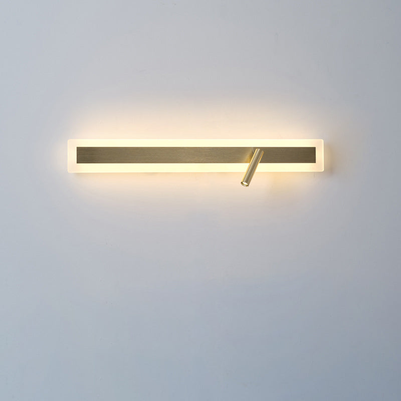 Modern Minimalist Aluminum Acrylic Rectangular Rotatable Spotlight LED Wall Sconce Lamp For Bedside