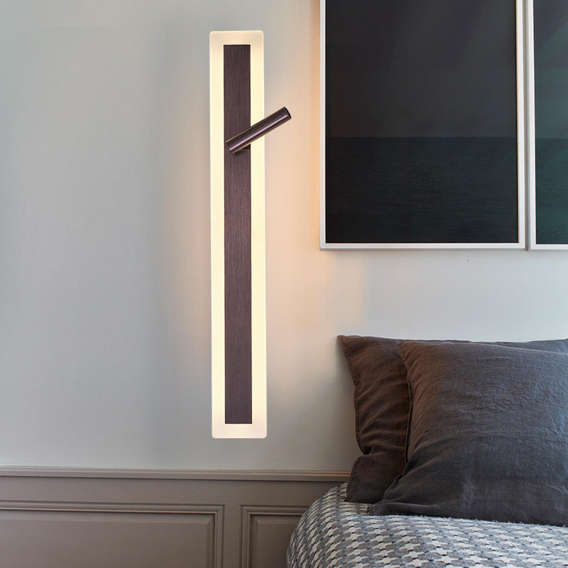 Modern Minimalist Aluminum Acrylic Rectangular Rotatable Spotlight LED Wall Sconce Lamp For Bedside