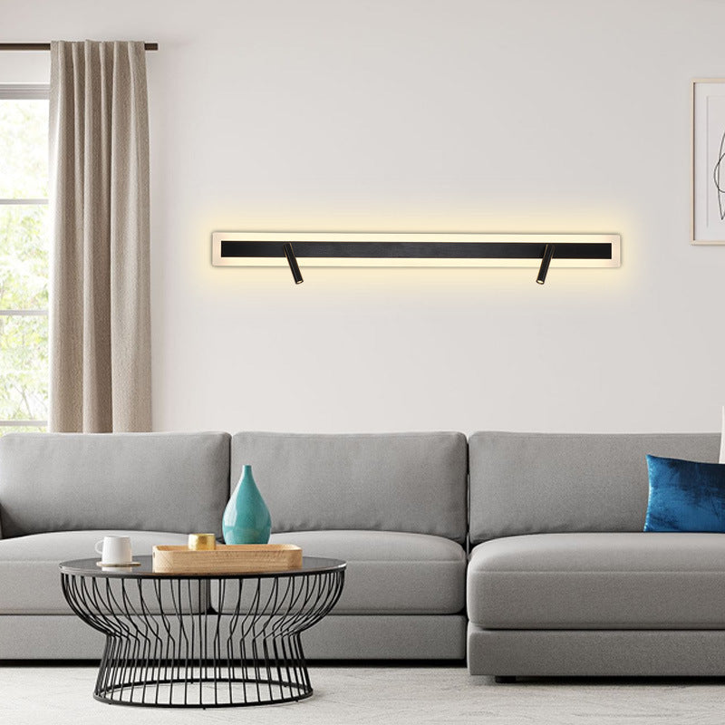 Modern Minimalist Aluminum Acrylic Rectangular Rotatable Spotlight LED Wall Sconce Lamp For Bedside