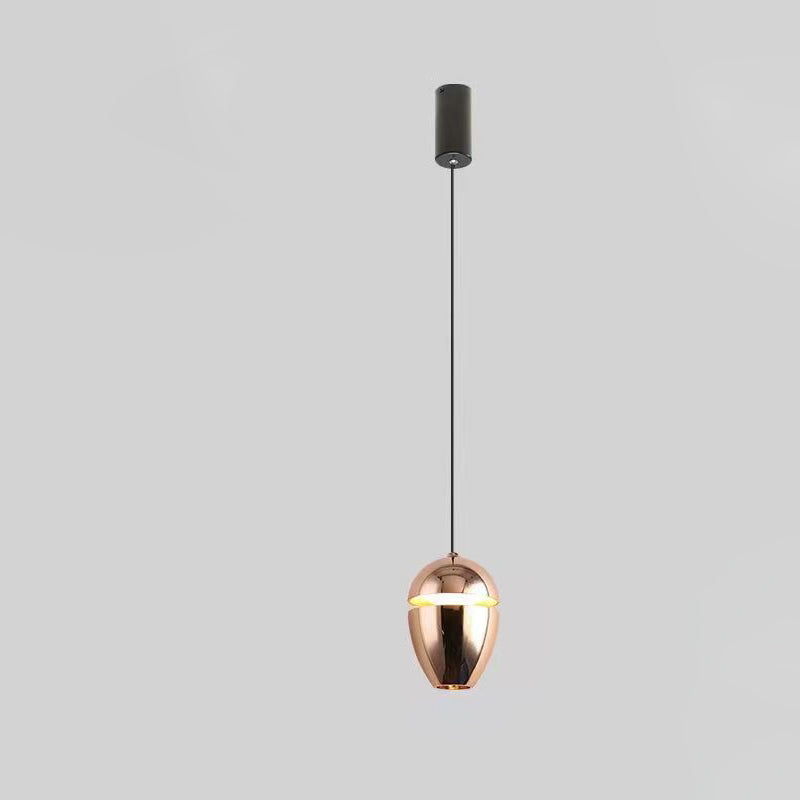 Contemporary Scandinavian Aluminum Bullet Elliptical Liftable LED Pendant Light For Bedside