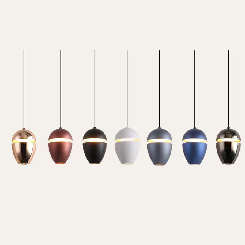 Contemporary Scandinavian Aluminum Bullet Elliptical Liftable LED Pendant Light For Bedside