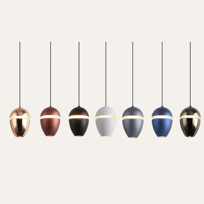 Contemporary Scandinavian Aluminum Bullet Elliptical Liftable LED Pendant Light For Bedside