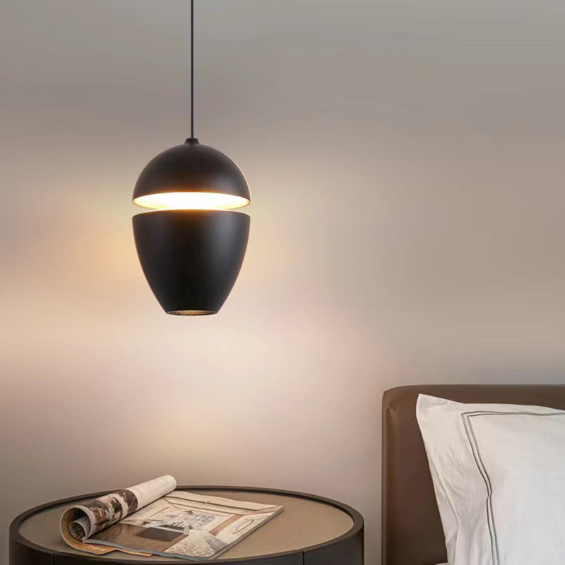 Contemporary Scandinavian Aluminum Bullet Elliptical Liftable LED Pendant Light For Bedside