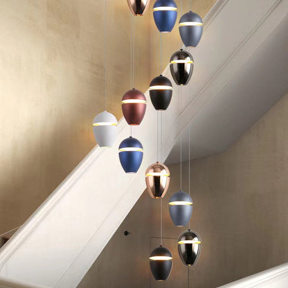 Contemporary Scandinavian Aluminum Bullet Elliptical Liftable LED Pendant Light For Bedside