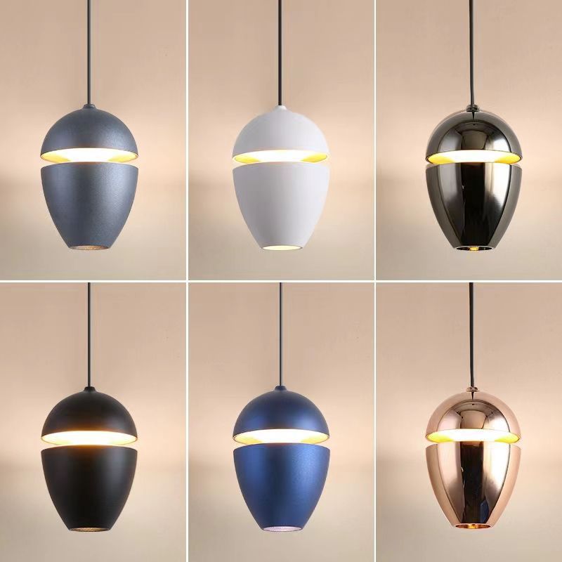 Contemporary Scandinavian Aluminum Bullet Elliptical Liftable LED Pendant Light For Bedside