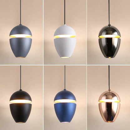 Contemporary Scandinavian Aluminum Bullet Elliptical Liftable LED Pendant Light For Bedside