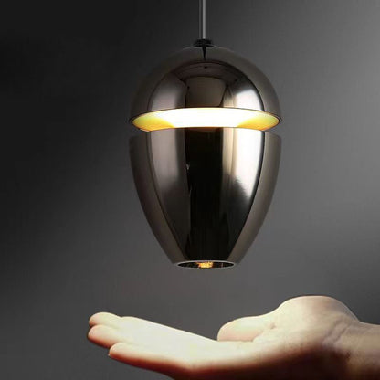 Contemporary Scandinavian Aluminum Bullet Elliptical Liftable LED Pendant Light For Bedside
