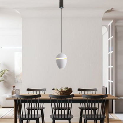 Contemporary Scandinavian Aluminum Bullet Elliptical Liftable LED Pendant Light For Bedside