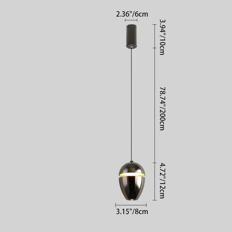 Contemporary Scandinavian Aluminum Bullet Elliptical Liftable LED Pendant Light For Bedside