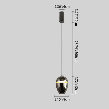 Contemporary Scandinavian Aluminum Bullet Elliptical Liftable LED Pendant Light For Bedside