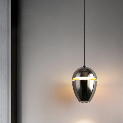 Contemporary Scandinavian Aluminum Bullet Elliptical Liftable LED Pendant Light For Bedside