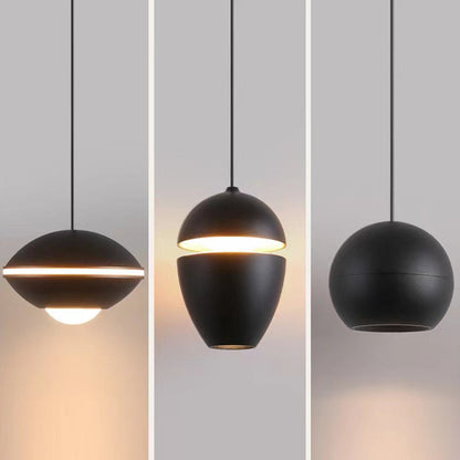 Contemporary Scandinavian Aluminum Bullet Elliptical Liftable LED Pendant Light For Bedside
