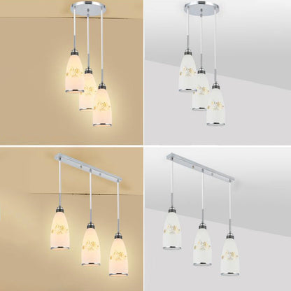 Modern Simplicity Hardware Glass Flower Bullet 1/3 Light Pendant Light For Dining Room