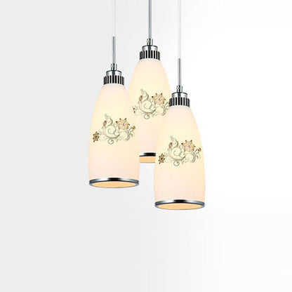 Modern Simplicity Hardware Glass Flower Bullet 1/3 Light Pendant Light For Dining Room