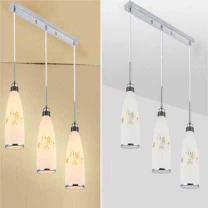 Modern Simplicity Hardware Glass Flower Bullet 1/3 Light Pendant Light For Dining Room
