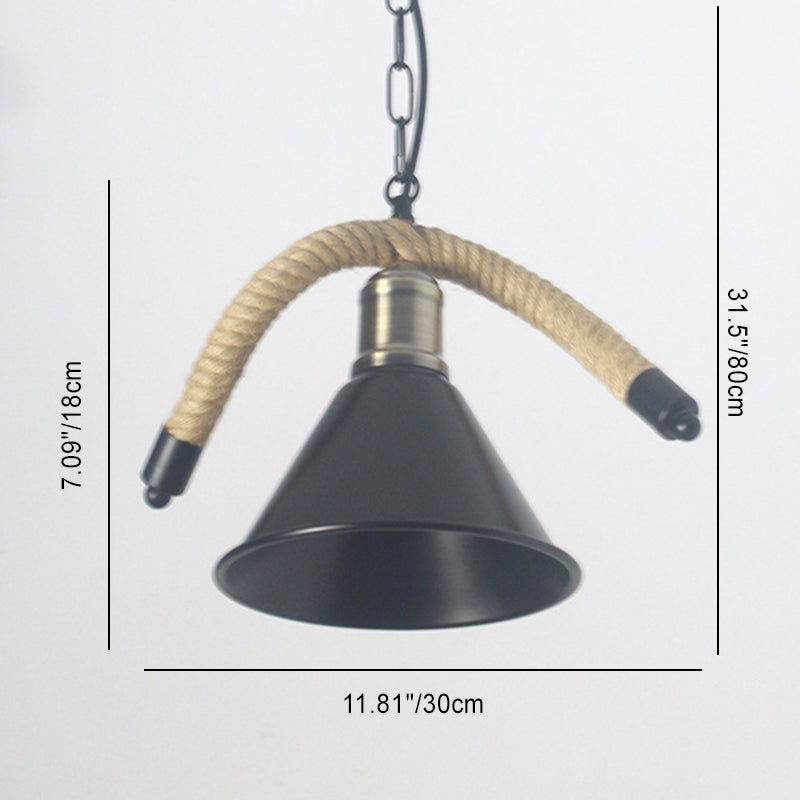 Contemporary Industrial Twine Iron Conic Wave 1/3 Light Chandeliers For Dining Room