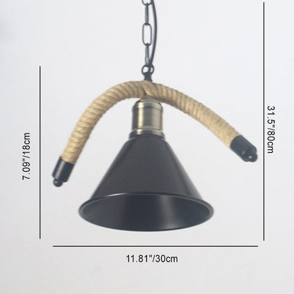 Contemporary Industrial Twine Iron Conic Wave 1/3 Light Chandeliers For Dining Room