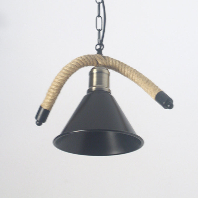 Contemporary Industrial Twine Iron Conic Wave 1/3 Light Chandeliers For Dining Room
