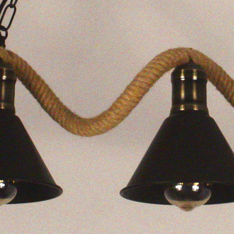 Contemporary Industrial Twine Iron Conic Wave 1/3 Light Chandeliers For Dining Room