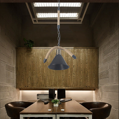 Contemporary Industrial Twine Iron Conic Wave 1/3 Light Chandeliers For Dining Room