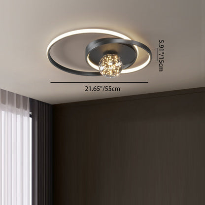 Contemporary Nordic Starry Sky Ball Circle Iron Aluminum Silica Glass LED Flush Mount Ceiling Light For Bedroom