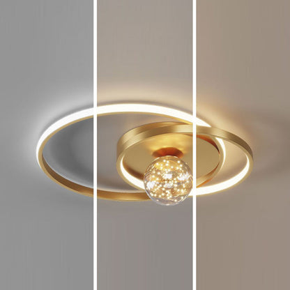 Contemporary Nordic Starry Sky Ball Circle Iron Aluminum Silica Glass LED Flush Mount Ceiling Light For Bedroom