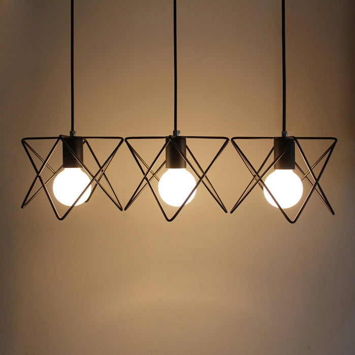 Contemporary Scandinavian Star Cage Iron 1/3 Light Pendant Light For Dining Room