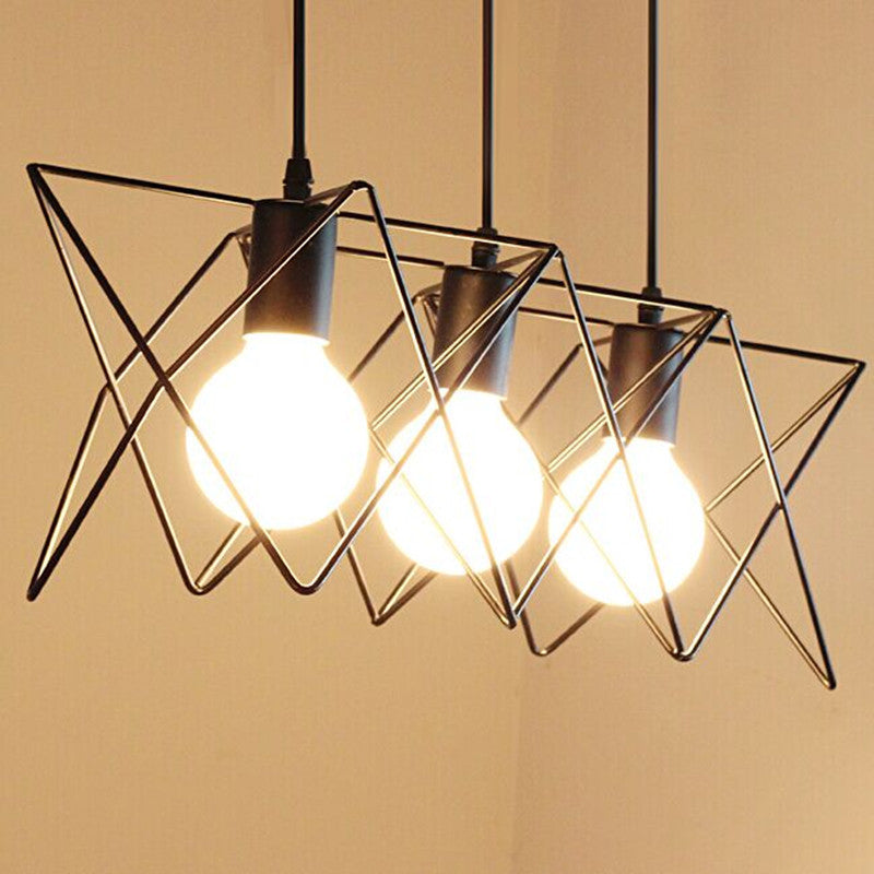 Contemporary Scandinavian Star Cage Iron 1/3 Light Pendant Light For Dining Room