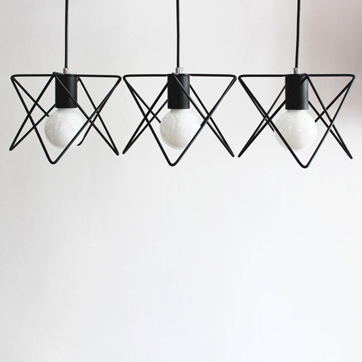 Contemporary Scandinavian Star Cage Iron 1/3 Light Pendant Light For Dining Room