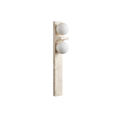 Contemporary Nordic Travertine Glass Ball Grille Rectangular 2-Light Wall Sconce Lamp For Hallway