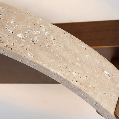 Contemporary Nordic Travertine Walnut Circle Rectangular Base LED Semi-Flush Mount Ceiling Light For Bedroom